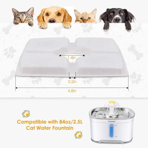 Miniatura 2 de Comsmart Juego de filtros de fuente para mascotas, 3 filtros de fuente de agua de repuesto para gatos con sistema de filtración triple para fuente