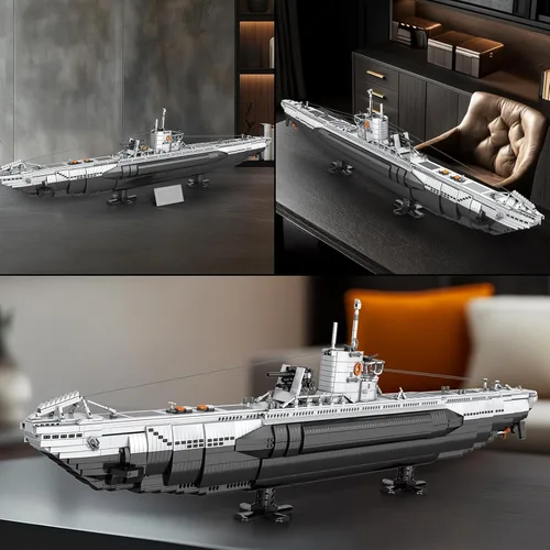 Miniatura 4 de Reobrix U-Boat - Juego de construcción de submarino militar, kit de modelo de submarino militar para adultos, historia de la Segunda Guerra Mundial