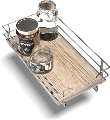 Home Zone Living Organizador de armario de cocina extraíble con cajón deslizante para ahorrar espacio, 11 pulgadas de ancho x 21 pulgadas de largo,