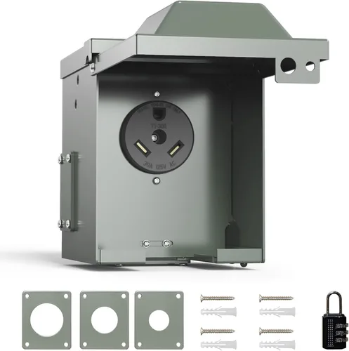 Miniatura 8 de ELEGRP NEMA TT-30R - Caja de toma de corriente de 30 amperios, NEMA TT-30R 125V CA, receptáculo de RV para exteriores, resistente a la intemperie