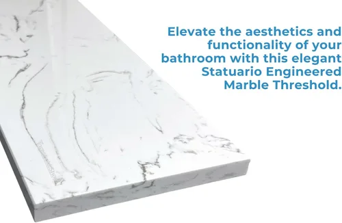 Miniatura 3 de Statuario - Umbral de mármol diseñado por Statuario para sistemas de bandeja de ducha Schluter Kerdi y azulejos Redi (3 x 60 pulgadas)