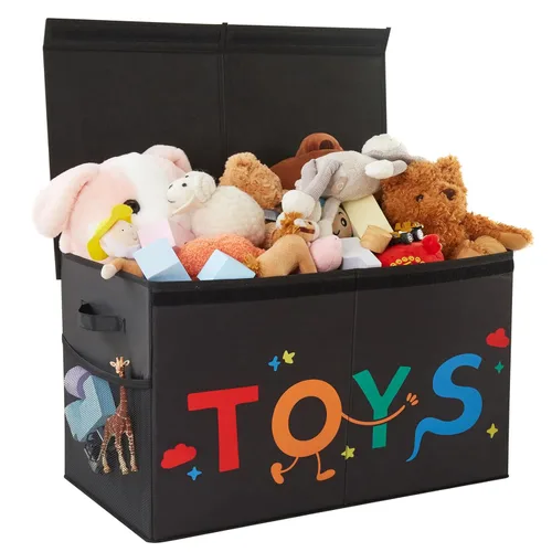 Miniatura 14 de Caja de juguetes extragrande, almacenamiento de juguetes plegable y resistente de 150 litros con tapa, organizador de almacenamiento para niños
