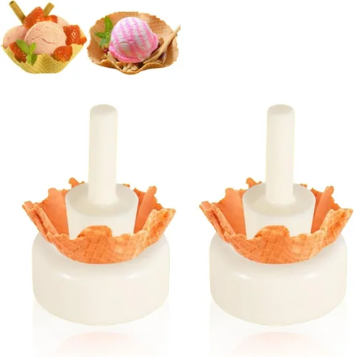 Rodillo de cono de gofre, 2 moldes de cono de gofres crujientes, kit de laminado de helado en forma de cesta, moldes de cono para hacer helados,