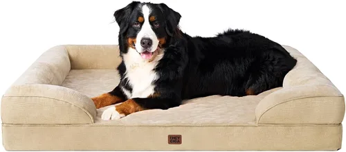 Miniatura 99 de EHEYCIGA - Cama ortopédica para perro grande, impermeable, de espuma viscoelástica y espuma tipo caja de huevos, bordes elevados, antideslizante