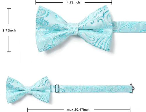 Miniatura 6 de HISDERN Pajaritas para hombre pre-atadas Paisley pajaritas de bolsillo cuadrado conjunto de pajarita para hombre fiesta de boda