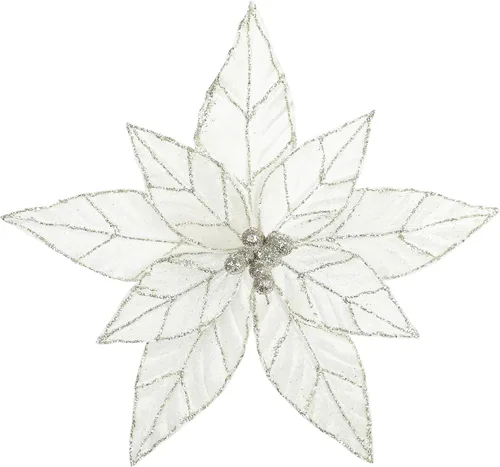 Miniatura 21 de Briful Flores de Pascua con Purpurina Navideñas de Cabezas Grandes de 12 Pulgadas Adornos para Árbol de Navidad Juego de 4 Flores Artificiales