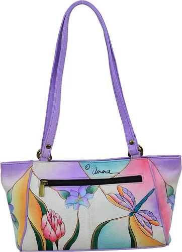 Miniatura 2 de Anna by Anuschka Women's Leather Small Tote Handbag, Hand-Painted Original Artwork