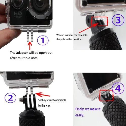 Miniatura 7 de Manija flotante de mano, poste monopie subacuático compatible con cámaras de acción DJI OSMO y otras cámaras deportivas, naranja Agarre de mano