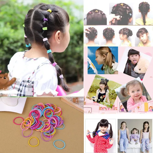 Miniatura 3 de Coobbar 100 piezas de lazos elásticos para el cabello para mujer, cuerdas para coleta de caballo (rojo)