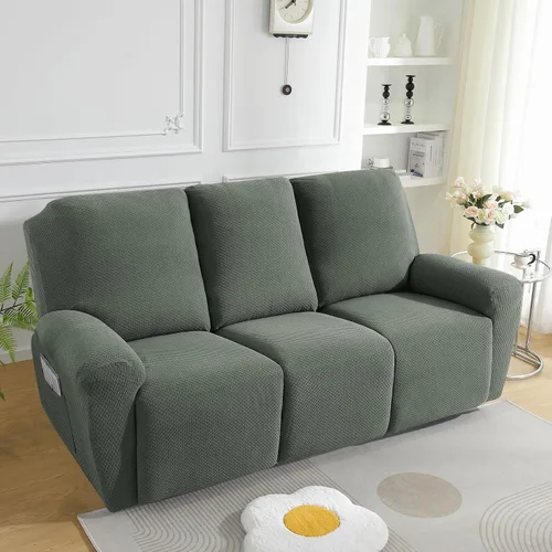 Miniatura 2 de JIVINER Fundas de sofá reclinable de 8 piezas, fundas elásticas de jacquard para sofá reclinable, fundas para sala de estar, protector suave de 3