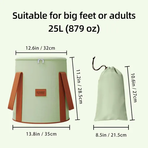 Miniatura 5 de Cuenca plegable de 25 L, multifuncional, portátil, con asas, para viajes, al aire libre, campamento, portátil, para remojar los pies (verde)