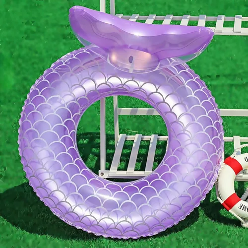 Miniatura 6 de Flotador de sirena para piscina, tubo de piscina para niños, cola de sirena inflable, anillos de natación, actividades acuáticas, suministros