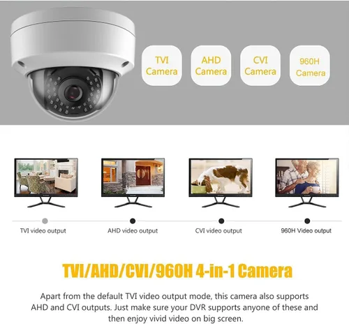 Miniatura 4 de Real HD 4MP Analógica coaxial domo TVI CVI cámara de vigilancia de seguridad CCTV, 2.8mm 100° ángulo de visión amplia, 65 pies visión nocturna IR