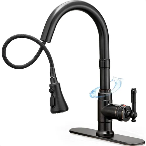 Miniatura 11 de Grifos de cocina con rociador desplegable de níquel cepillado de 3 modos, grifo de fregadero de cocina con resorte de una sola manija de 3 agujeros