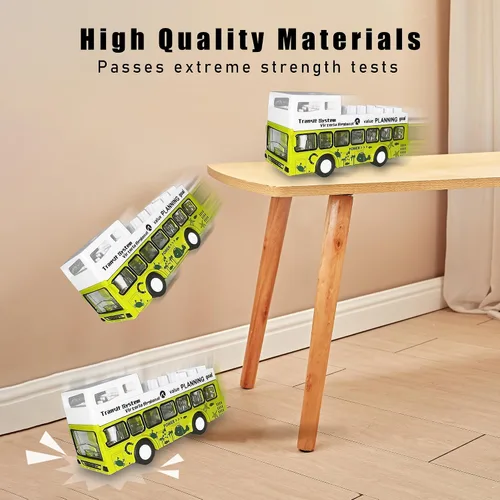 Miniatura 5 de KIDAMI Juego de Coches y Autobuses de Juguete de Metal Fundido a Presión, Escala 1:64, Vehículos de Autobús Urbano de Dos Pisos, Coches de Retroceso
