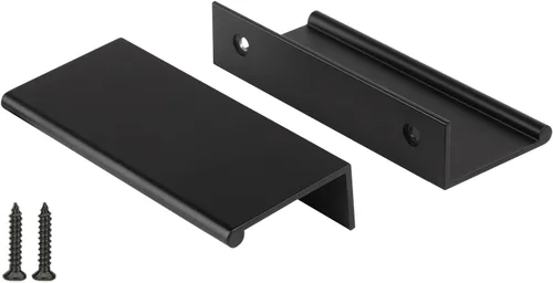 Miniatura 58 de Peaha Paquete de 10 manijas de gabinete de cocina de 1-5/16 pulgadas, tiradores negros para cajones de tocador, borde de puerta, tiradores de dedo