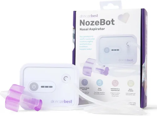 Miniatura 9 de Dr. Noze Best NozeBot Aspirador Nasal Eléctrico para Bebés - Diseñado por un Otorrinolaringólogo Pediátrico para Alivio Seguro y Suave