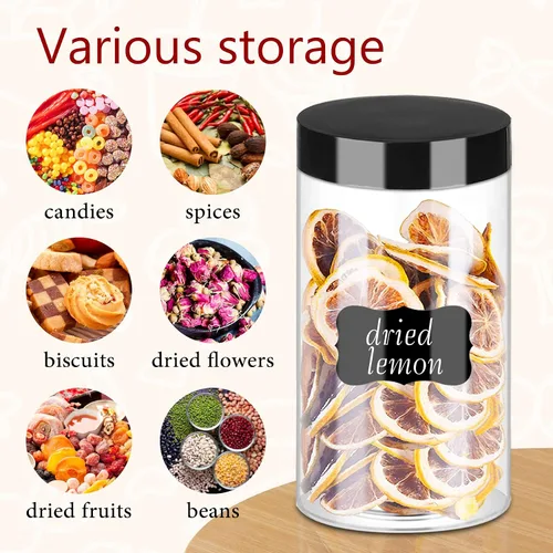 Miniatura 4 de Hajoyful Tarros de plástico con tapas, 20 frascos de plástico transparente de 14 onzas con tapas herméticas a prueba de fugas, de plástico negro