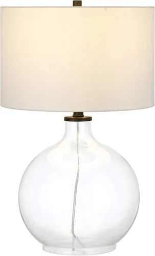 Miniatura 2 de Laelia - Lámpara de mesa de 24.75 pulgadas de alto con pantalla de tela en vidrio transparente/bronce ennegrecido/blanco