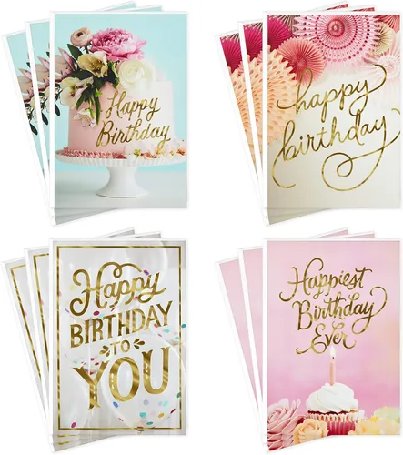 Miniatura 5 de Hallmark Surtido de tarjetas de cumpleaños, 24 tarjetas con sobres (letras arcoíris, el mejor día de la historia) y surtido de tarjetas