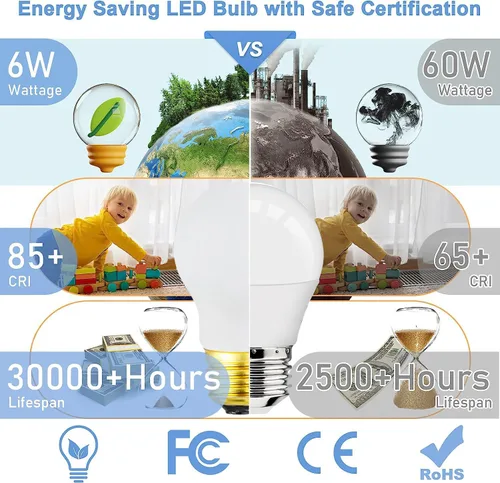 Miniatura 7 de Leools Bombilla LED A15 regulable sin parpadeo mate de 8 W vidrio esmerilado CRI95 blanco neutro 4000 K, equivalente a 60 W, bombilla de filamento