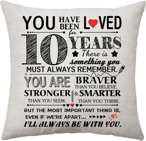 Has Sido Amado por 10 Años Regalo de Cumpleaños para Niñas o Niños Decoración de Cumpleaños Funda de Almohada para Regalo Recordatorio Inspirador