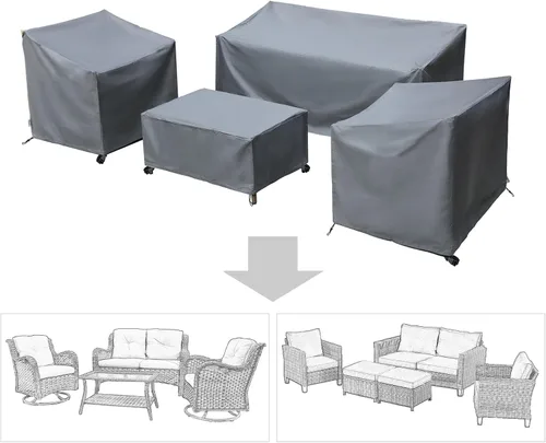 Miniatura 11 de Fundas para Muebles de Patio, Funda para Muebles de Exterior Impermeable, Fundas de Juego de Muebles de Patio para Juego de Conversación al Aire