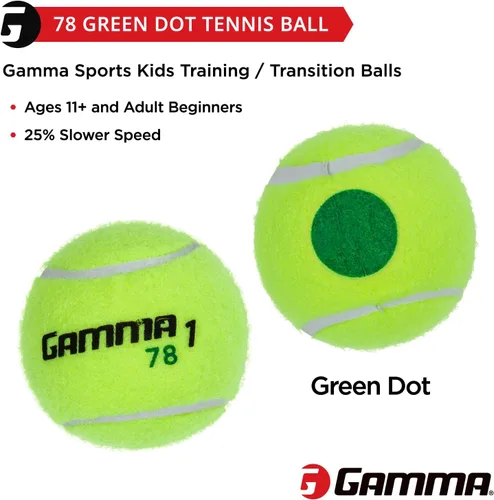 Miniatura 5 de Gamma Orange 60 and Green 78 Dot Training Tennis Balls for Kids & Beginners, Low-Compression Core Reduces Speed & Bounce, Great for Tennis Practice