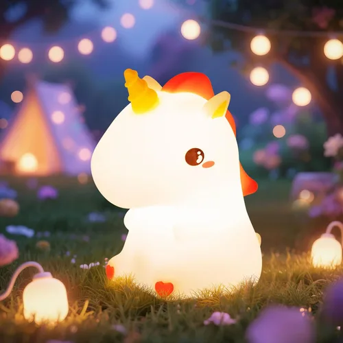Miniatura 13 de Luz nocturna para niños, luz nocturna LED de silicona regulable recargable con 7 colores, lámpara de noche para guardería de bebé, lámpara táctil