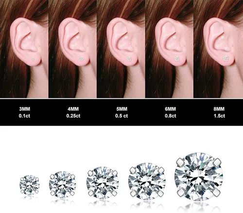 Miniatura 3 de Juego de 5 pares de aretes tipo dormilón hipoalergénicos circonita cúbica 316L aretes de acero inoxidable con circonita cúbica de 3 a 0315in oro