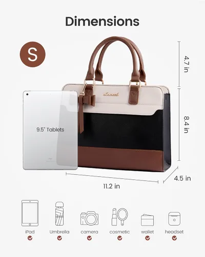 Miniatura 5 de LOVEVOOK Carteras para mujeres, Bolso tote de cuero y carteras, Bolso bandolera cruzado con asa superior con cremallera Negro/Blanco/Marrón