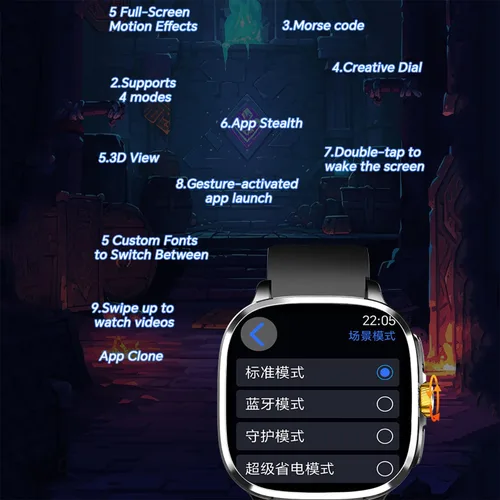 Miniatura 7 de Reloj inteligente para hombres y mujeres, reloj de fitness HD de 2.4 pulgadas con fotografía HD giratoria de 190°, resolución de 410 x 502
