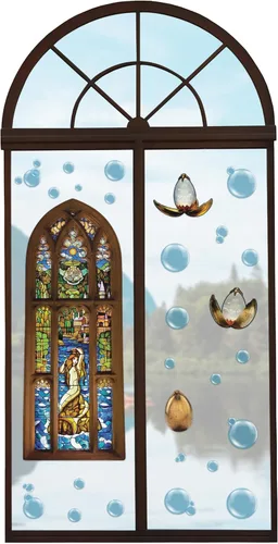 Conquest Journals Harry Potter Mermaid - Juego de adhesivos para ventana, 11.5 x 30 pulgadas, incluye más de 20 burbujas flotantes y el huevo