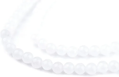 Miniatura 101 de The Bead Chest Cuentas de Jade Blanco Mate Redondas (8mm): Piedra Preciosa Orgánica Redonda Esférica de Energía con Poder de Sanación para Hacer