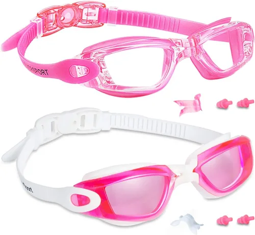 Miniatura 13 de EverSport Gafas de natación para niños, paquete de 2 gafas de natación para niños y adolescentes, gafas de natación antivaho anti-UV para jóvenes