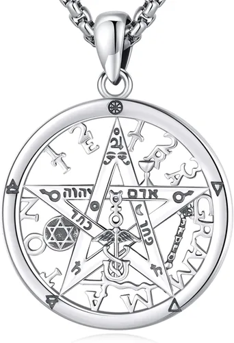 Miniatura 240 de Collar de pentagrama de plata de ley con triple luna, diosa celta, nudo celta, nudo de brujas, Ankh, sol y luna, Hécate, lilith, Santa Muerte