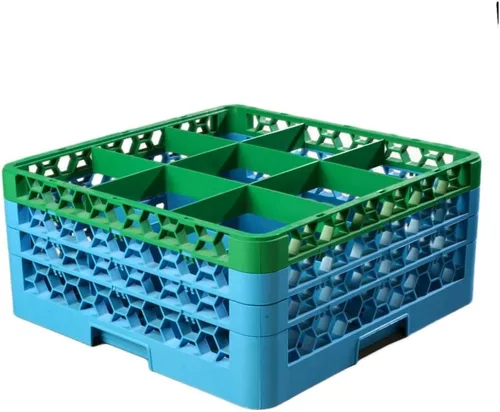Miniatura 80 de Carlisle FoodService Products RG9-214 OptiClean Estante de vidrio con 9 compartimentos con 2 extensores, 7.12 pulgadas, polipropileno, azul