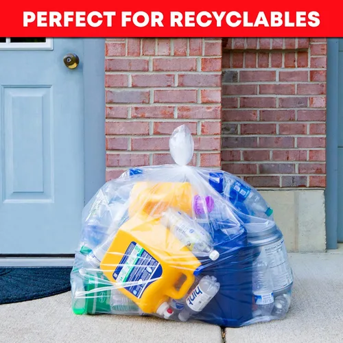 Miniatura 4 de Tasker Bolsas de basura transparentes de 95 a 100 galones resistentes 25 bolsas Bolsas de basura extragrandes de 96 galones para latas de basura