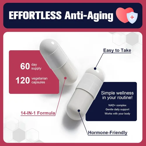 Miniatura 7 de Suplementos NAD+ para mujeres NAD Resveratrol para energía celular, DIM y arándano para equilibrio hormonal y equilibrio de estrógenos Sin OMG