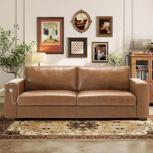 Miniatura 12 de Hanherry - Sofá para sala de estar, sofá moderno y cómodo con cojín de asiento de firmeza media, funda extraíble, apoyabrazos anchos, puerto Gris