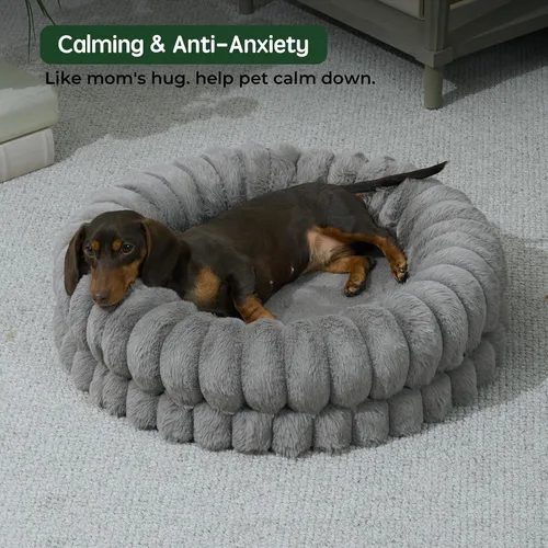 Miniatura 3 de BALANCE Cama de lujo para perros en forma de dona, camas redondas de 23 pulgadas para perros pequeños, lavable, cama ortopédica calmante