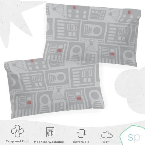 Miniatura 2 de Star Wars Dark Side Darth Vader Tech Paquete de 2 Fundas de Almohada Reversibles - Cubierta de Almohada de Algodón Orgánico 100% de Doble Cara