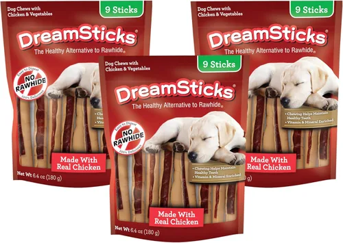 Miniatura 14 de DreamBone DreamSticks - Palitos masticables para perros sin cuero crudo hechos con carne de res y verduras reales, 15 palitos