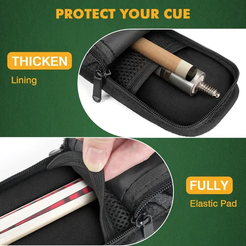 Miniatura 2 de PEKREWS Estuche para Taco de Billar, Funda Suave para Taco de Billar 1x1 que Contiene 1 Culata y 1 Flechón con Bolsillo con Cremallera para Taco