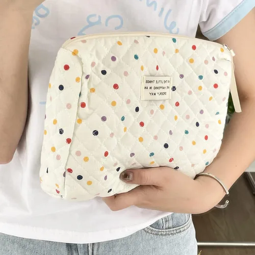 Miniatura 3 de Bolsa de maquillaje kawaii, bolsa para cosméticos y cosméticos, bolsa organizadora de viaje, bolsa de aseo acolchada con lindos puntos de Fairycore