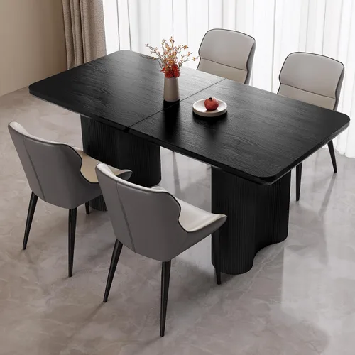 Miniatura 7 de Mesa de comedor rectangular de 62.99 pulgadas para 4-6 personas, mesa de cocina moderna con patas en forma de onda, mesas de comedor para cocina