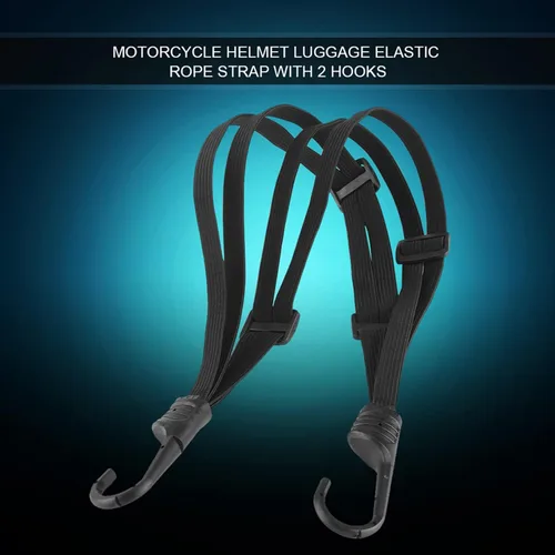Miniatura 2 de Watris Veiyi Cuerda para casco, 63cm/24.8" correa para casco de motocicleta, correa elástica retráctil negra para equipaje con ganchos