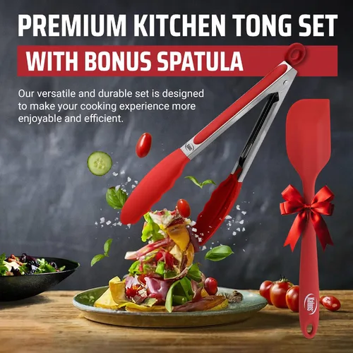 Miniatura 7 de Kaluns Pinzas de Cocina para Cocinar a la Parrilla Juego de 4, Pinzas para Parrilla BBQ con Punta de Silicona Acero Inoxidable Resistente al Calor