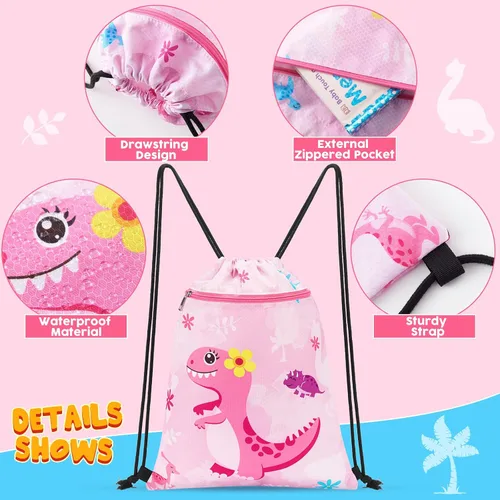 Miniatura 2 de WAWSAM Mochila con cordón - Bolsas con cordón para niños, bolsa de natación para la playa, Dinosaurio B, Dinosaurio B