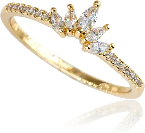 Rapunzel - Anillo de corona para mujer, delicados anillos apilables de diamantes de cristal real, anillo de compromiso de cumpleaños, regalos de